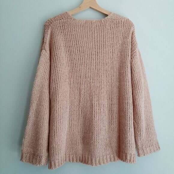 ELAN "Love" V-neck Pullover Knit Sweater Top Light Pink Sz M - Picture 10 of 15